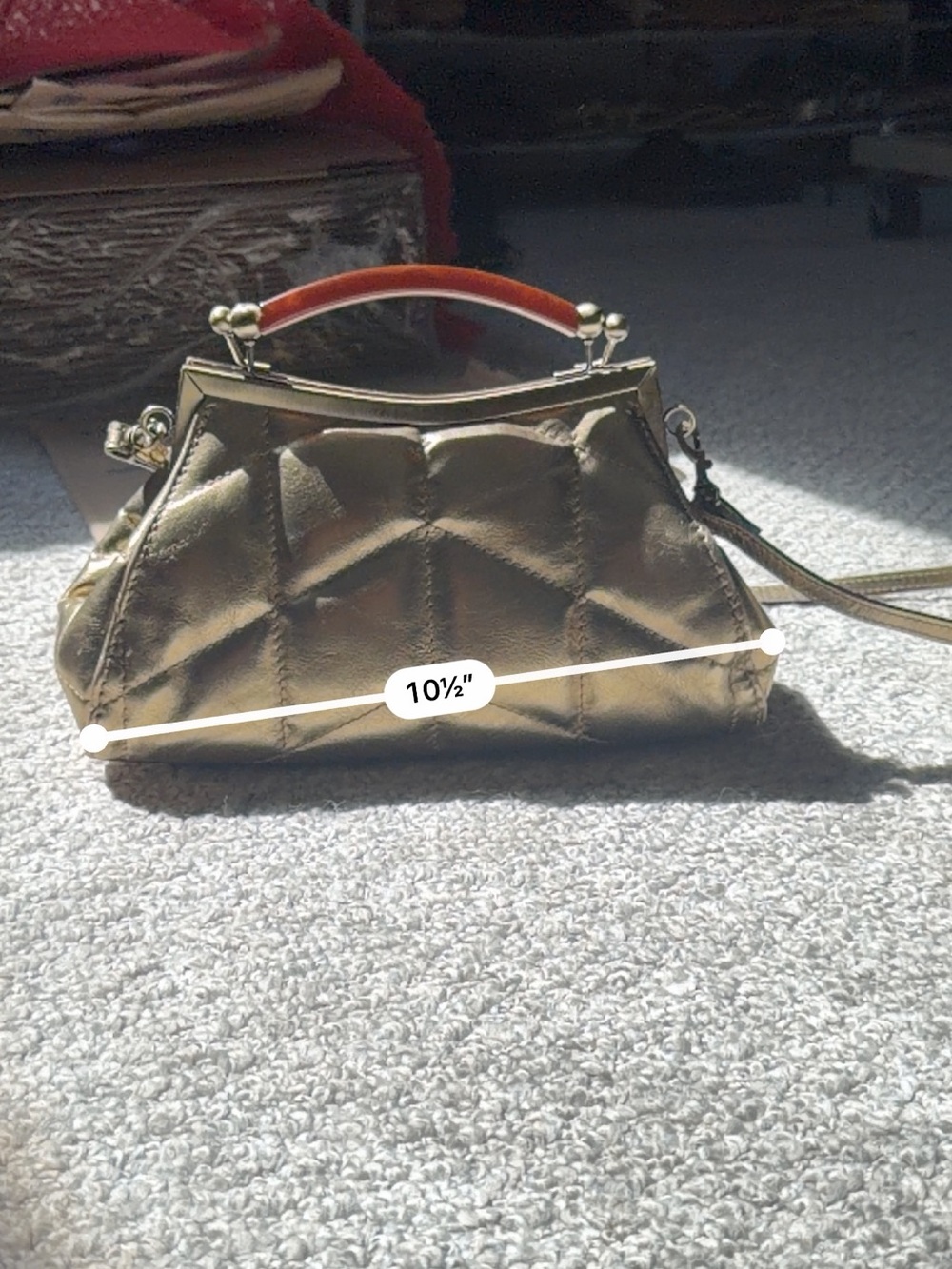 Patricia Nash Gold Quilted Frame Clutch with Top Handle - Picture 6 of 7